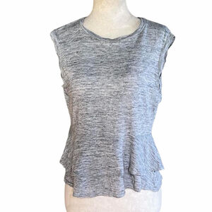 Women's Rebecca Taylor Gray Linen Sleeveless Peplum Tank Top S